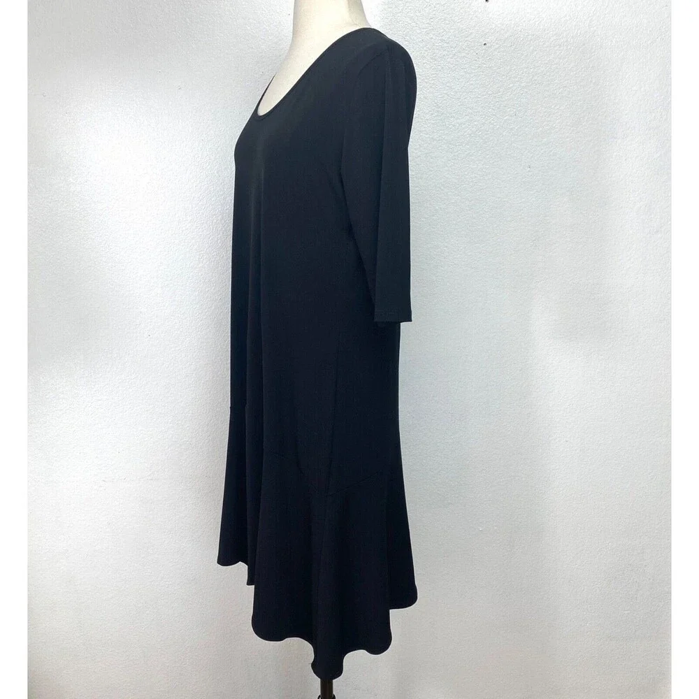 Clara SunWoo Woman Black Knit Dress Medium Scoop Neck Designer Career Travel USA